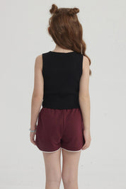 Polera Niña Rib Cut Out Negro