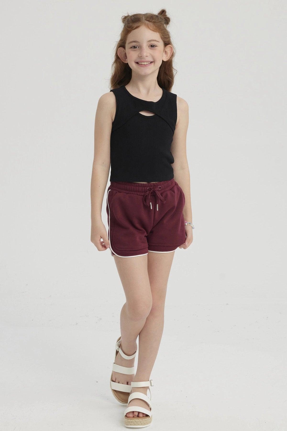 Polera Niña Rib Cut Out Negro