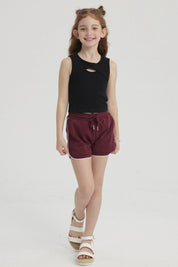 Polera Niña Rib Cut Out Negro