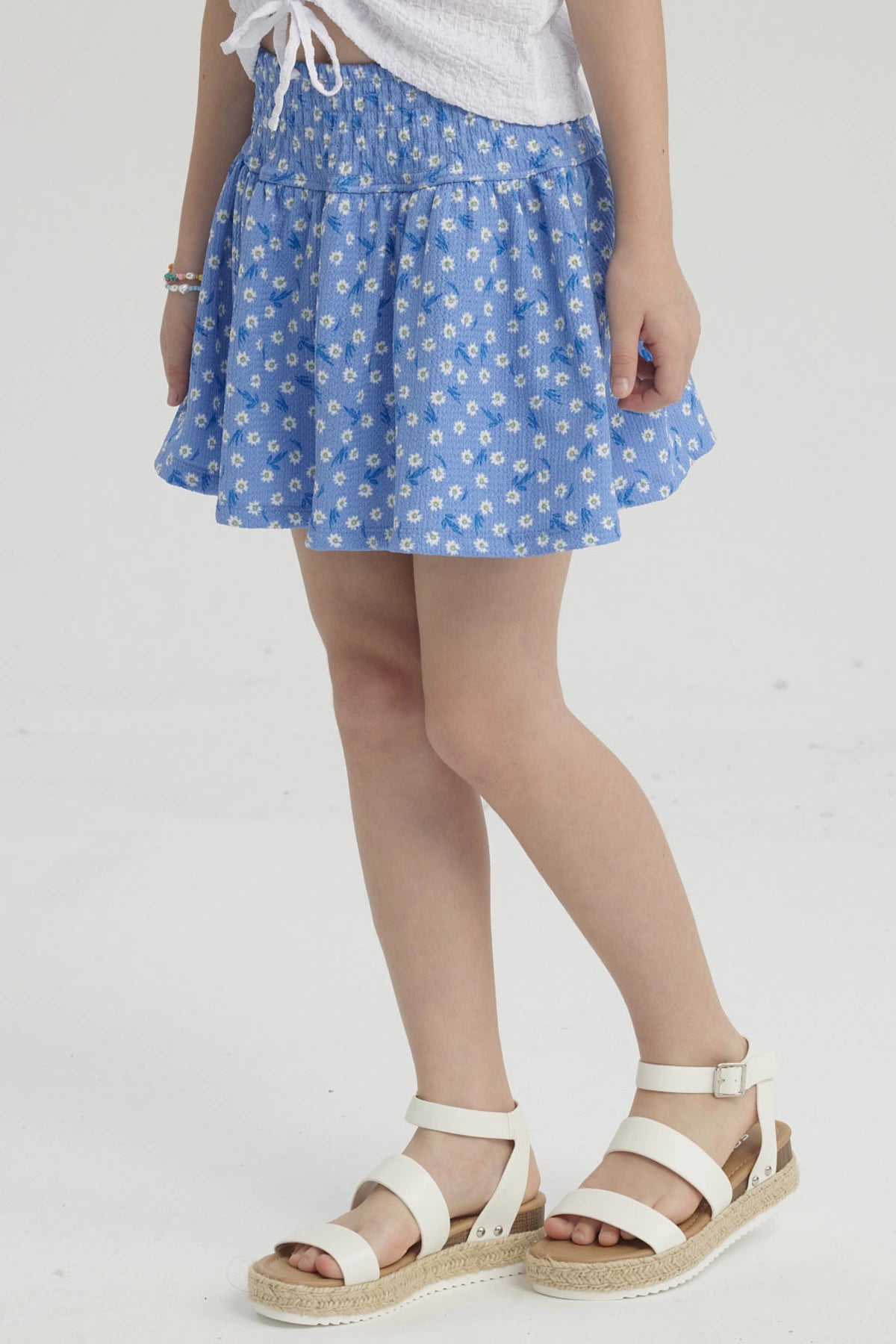 Falda Niña Short Pretina Panal Azulino