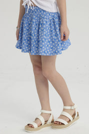 Falda Niña Short Pretina Panal Azulino