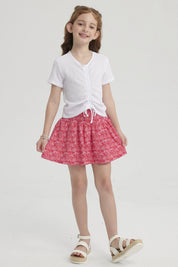 Falda Niña Short Pretina Panal Fucsia