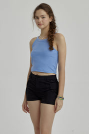 Peto Niña Rib Cuello Halter Azulino