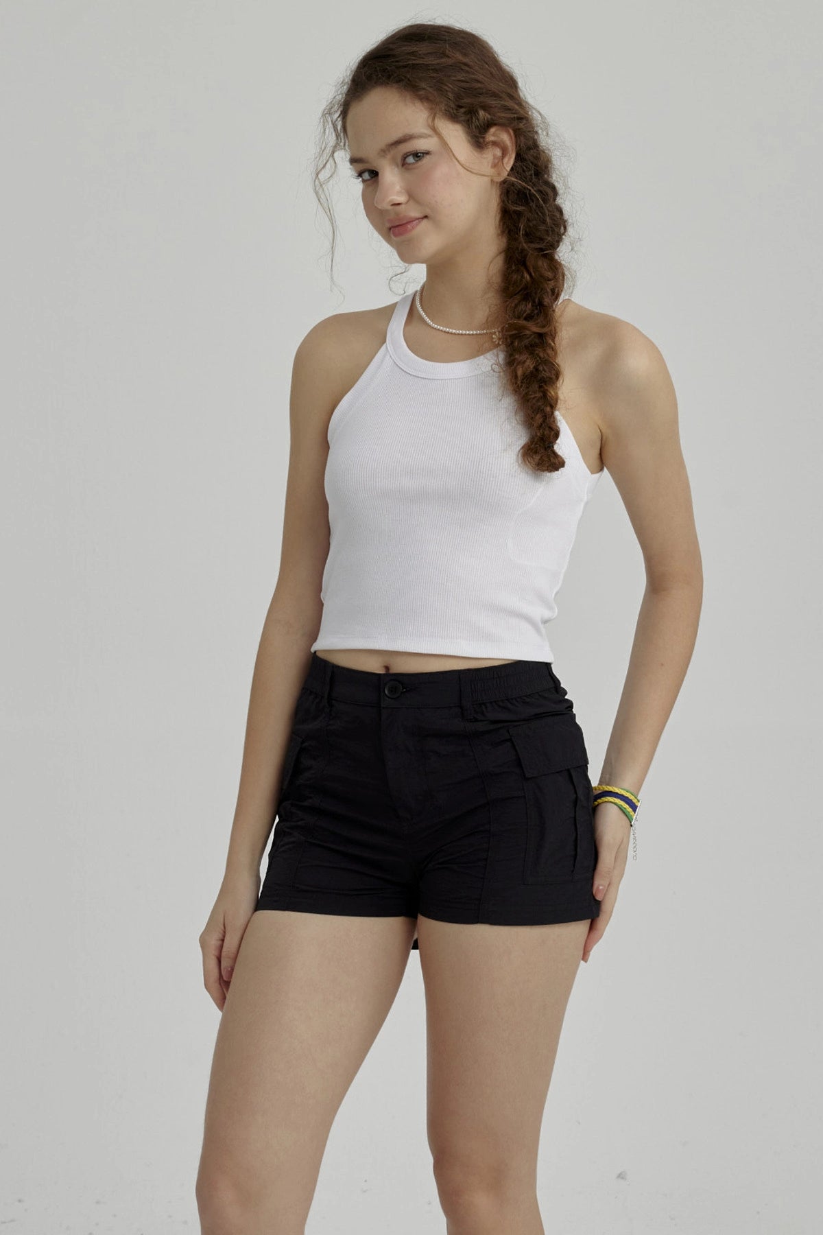 Peto Niña Rib Cuello Halter Blanco