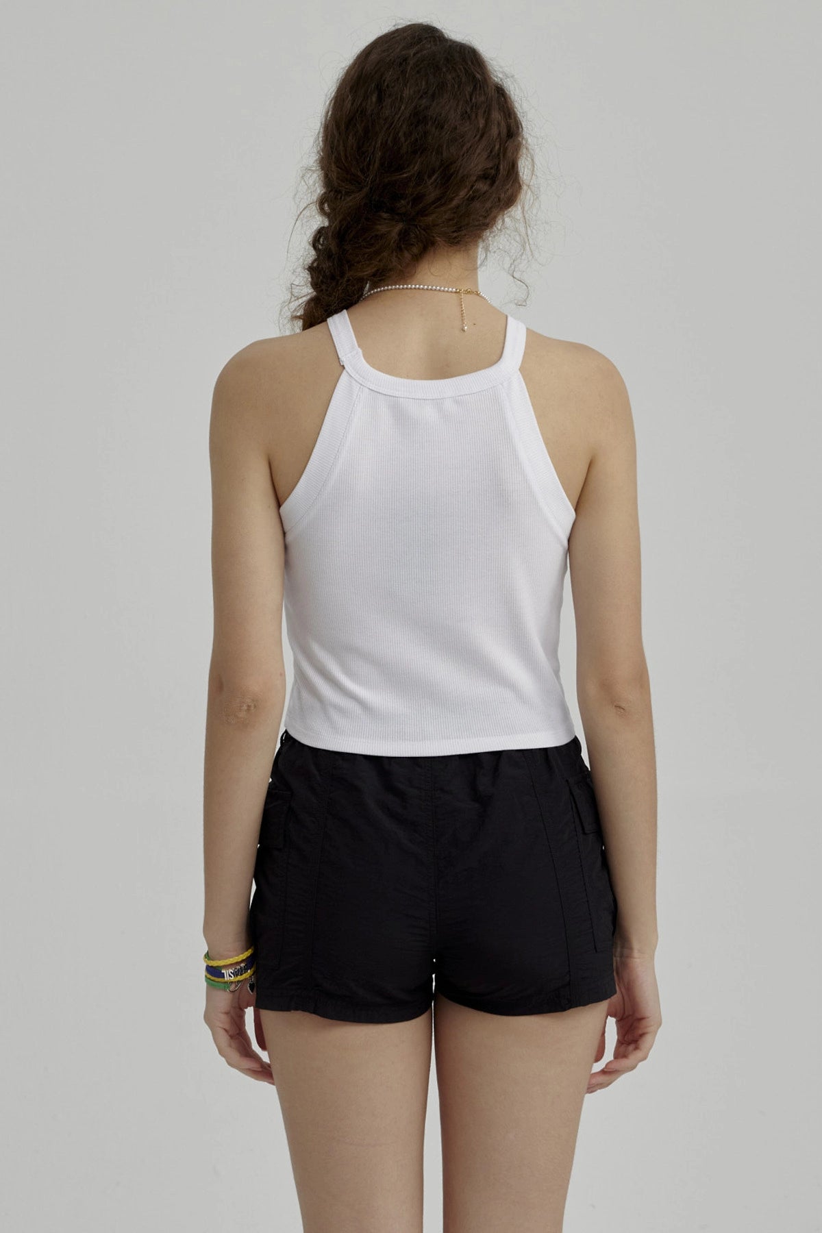 Peto Niña Rib Cuello Halter Blanco