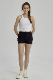 Peto Niña Rib Cuello Halter Blanco