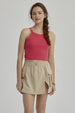 Peto niña fucsia rib cuello halter sin estampas lisa y ajustada ideal para días cálidos y looks veraniegos