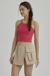 Peto Niña Rib Cuello Halter Fucsia