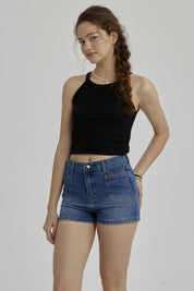 Peto Niña Rib Cuello Halter Negro