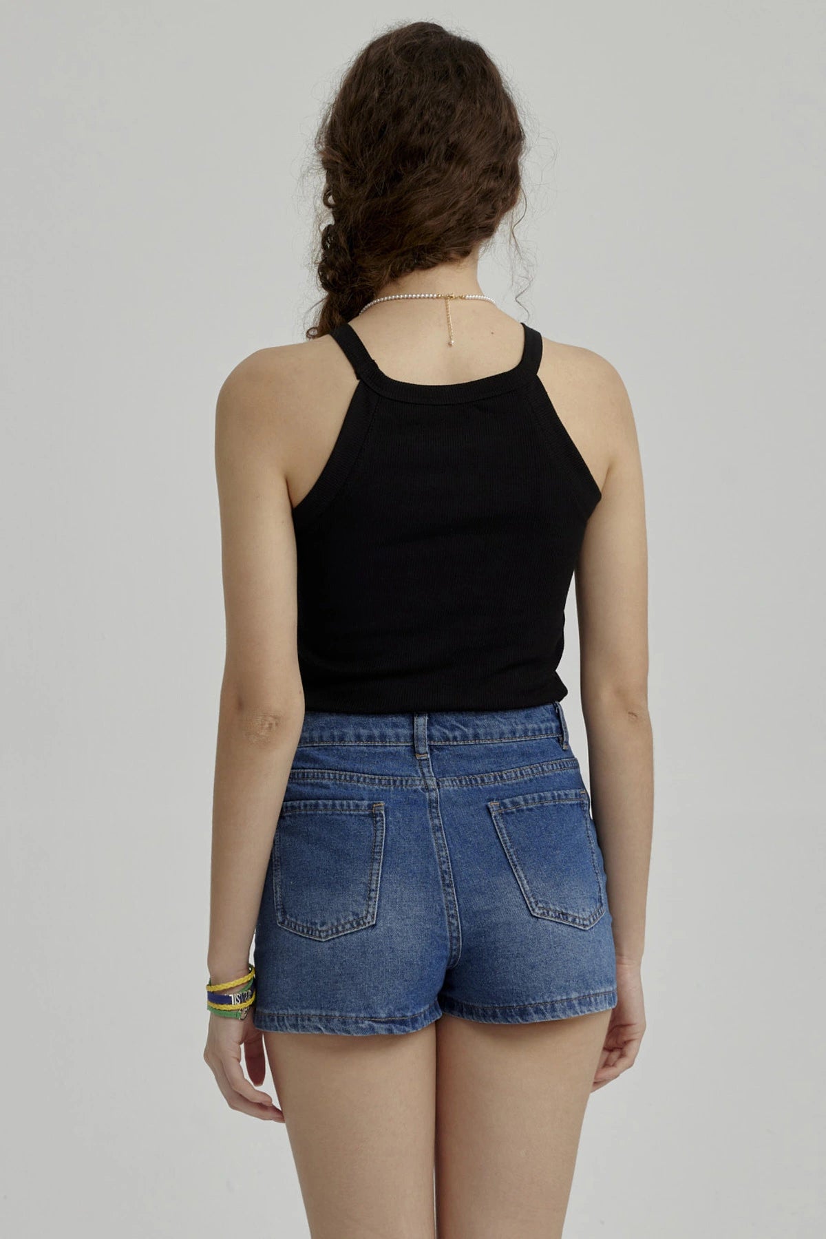 Peto Niña Rib Cuello Halter Negro