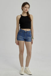 Peto Niña Rib Cuello Halter Negro