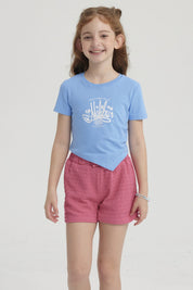 Polera Niña Print Basta Simétrica Azulino