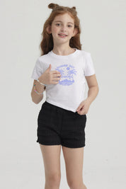 Polera Niña Print Basta Simétrica Blanco