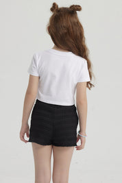 Polera Niña Print Basta Simétrica Blanco