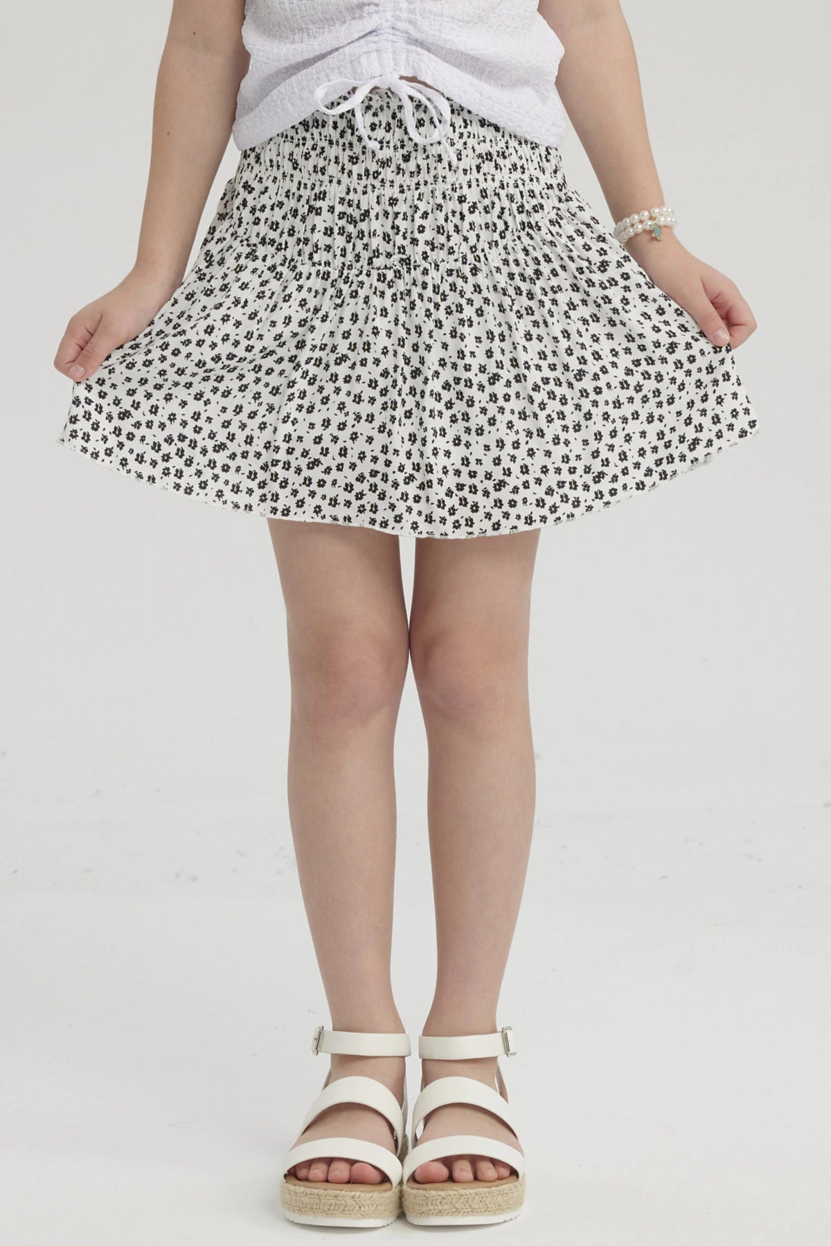 Falda Niña Short Viscosa Crudo