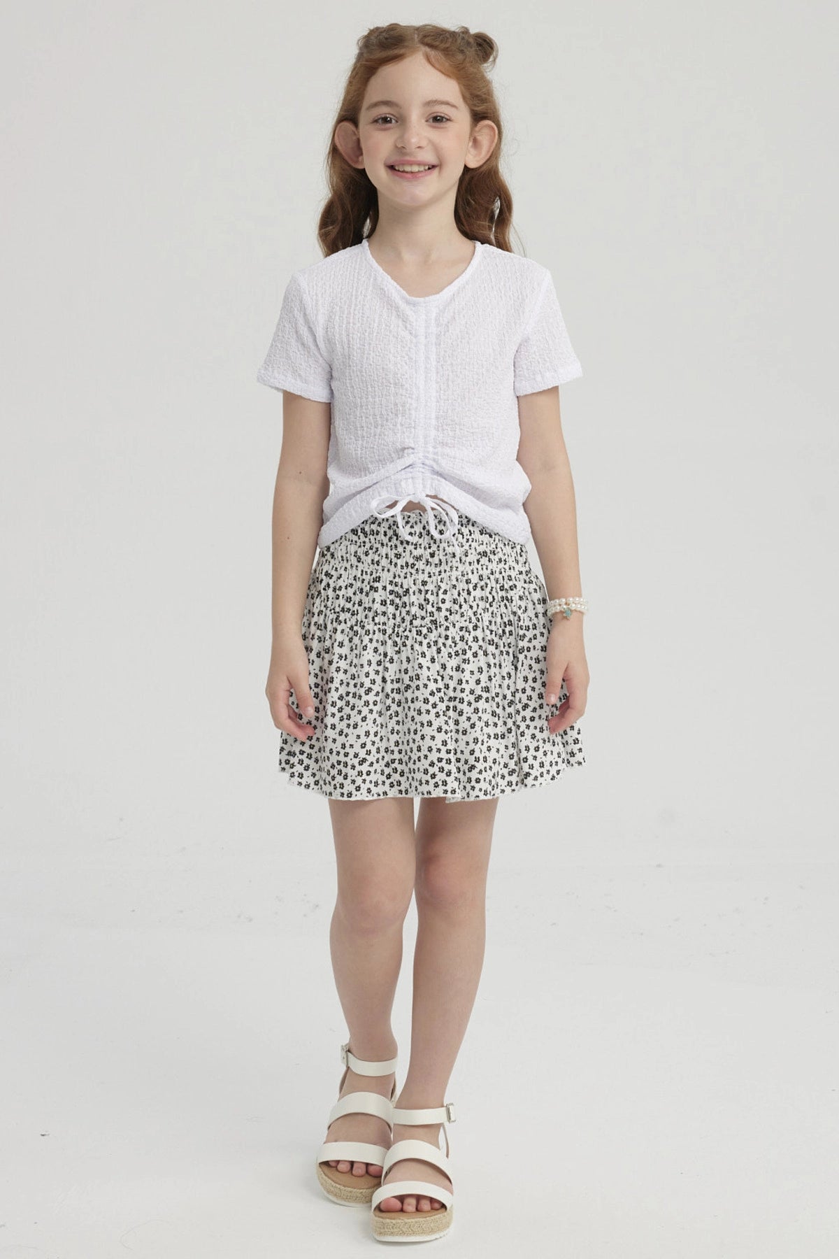 Falda Niña Short Viscosa Crudo