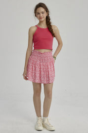 Falda Niña Short Viscosa Fucsia