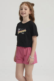 Polera Niña Ajustador Costado Negro