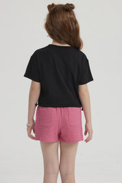 Polera Niña Ajustador Costado Negro