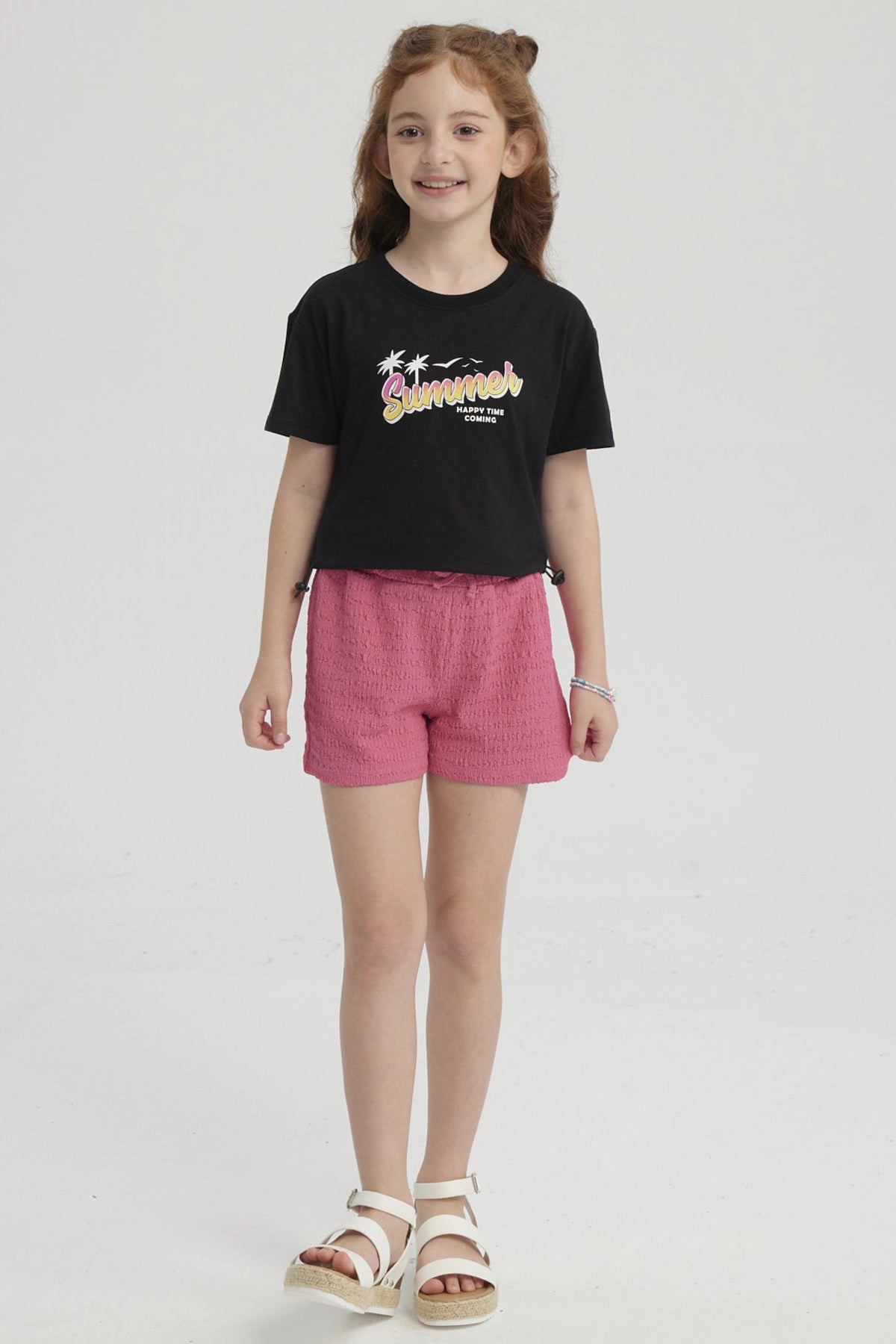 Polera Niña Ajustador Costado Negro