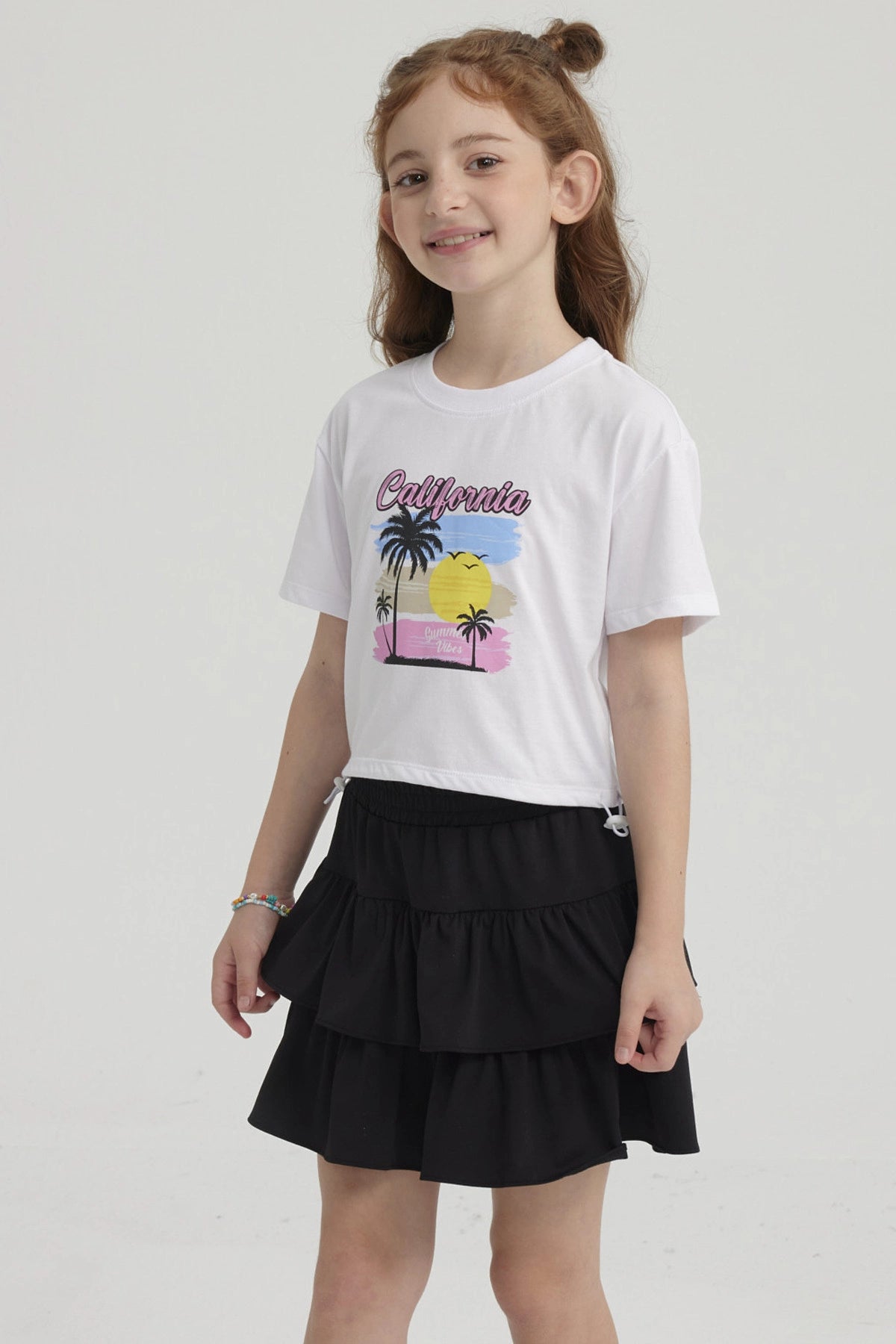 Polera Niña Ajustador Costado Blanco