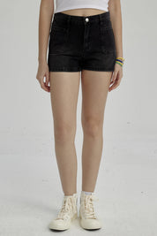 Short Niña Denim Bolsillo Delantero Negro