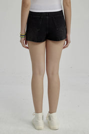 Short Niña Denim Bolsillo Delantero Negro