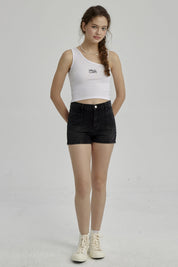 Short Niña Denim Bolsillo Delantero Negro