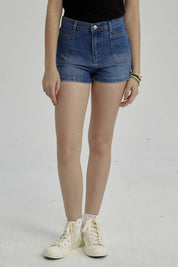 Short Niña Denim Bolsillo Delantero Azul