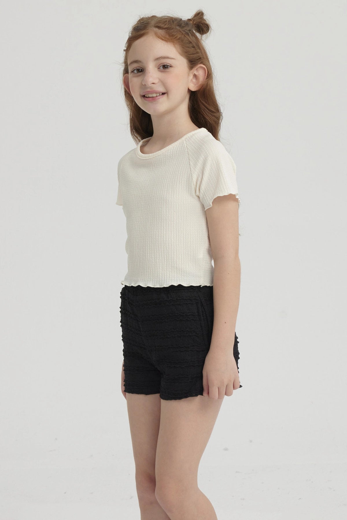 Polera Niña Lisa Textura Blanco