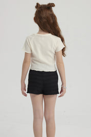 Polera Niña Lisa Textura Blanco