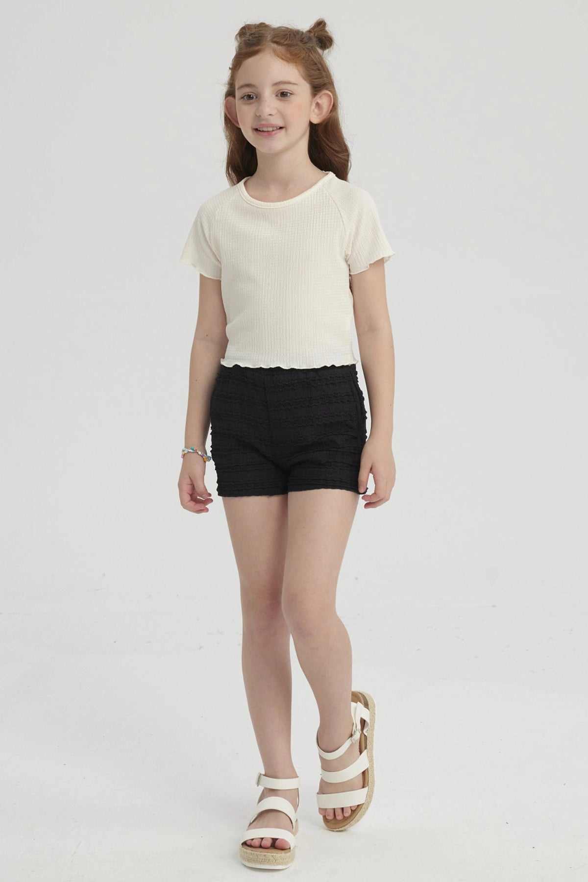 Polera Niña Lisa Textura Blanco