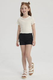 Polera Niña Lisa Textura Blanco