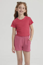 Polera Niña Lisa Textura Fucsia