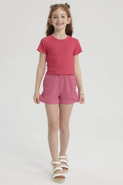 Polera Niña Lisa Textura Fucsia