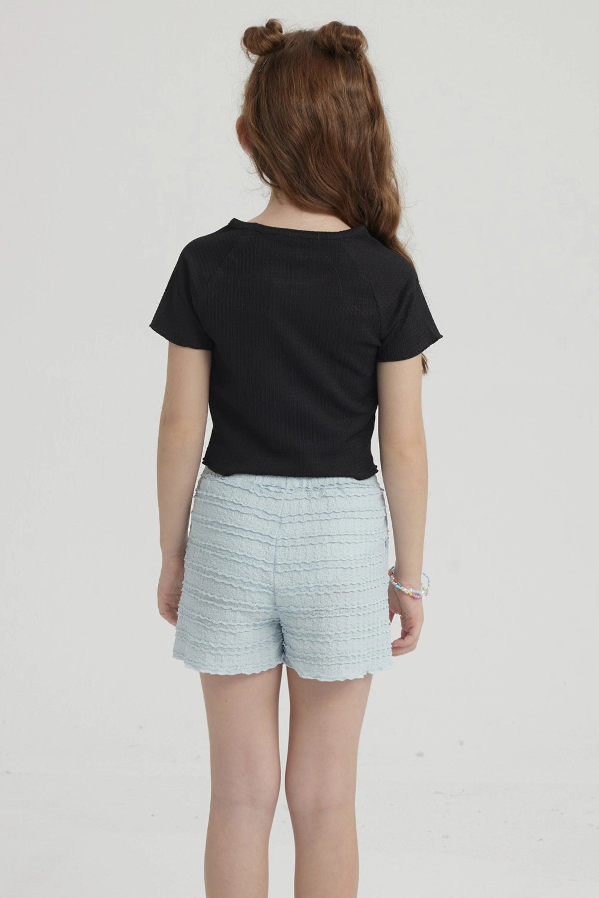 Polera Niña Lisa Textura Negro