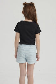 Polera Niña Lisa Textura Negro