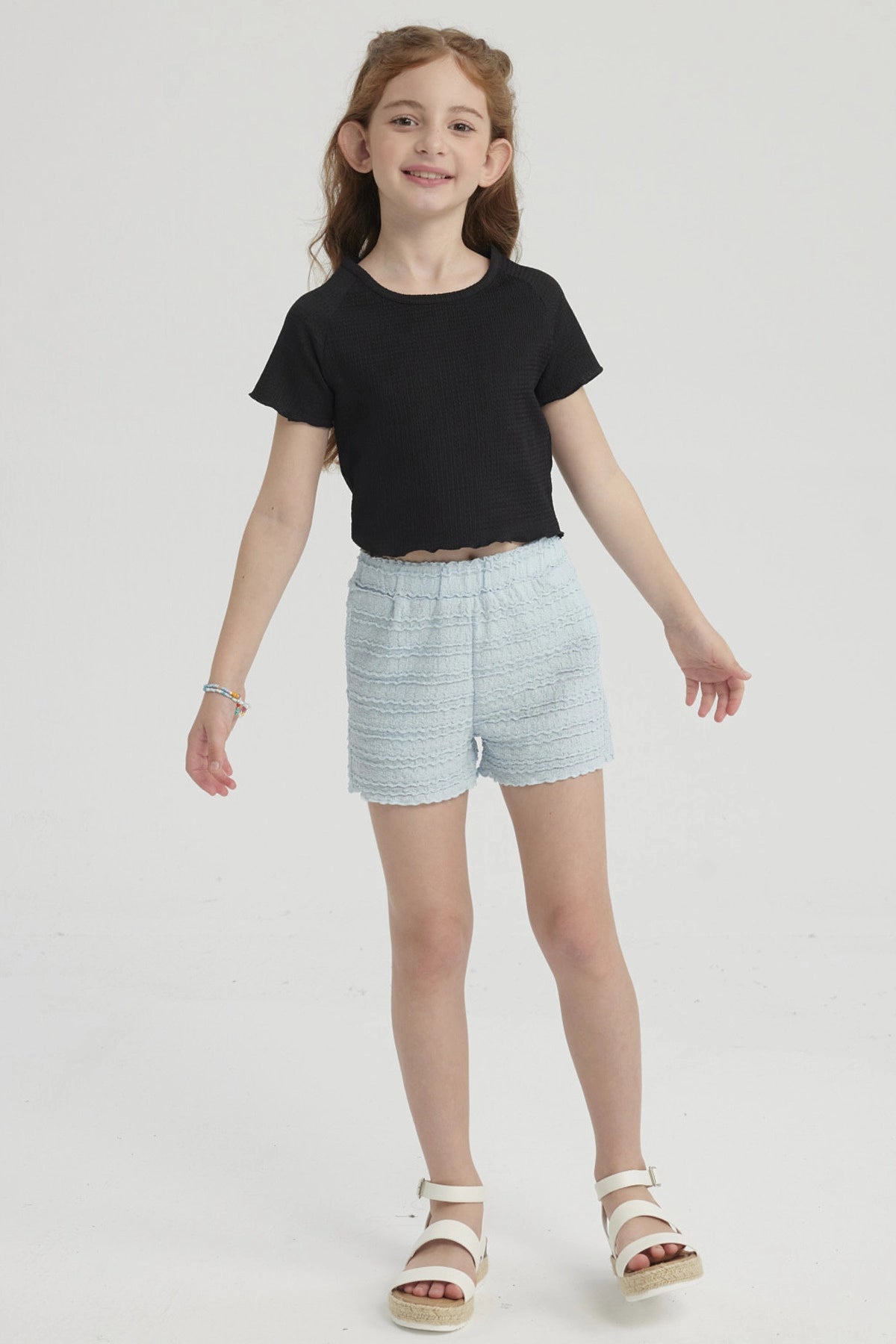 Polera Niña Lisa Textura Negro