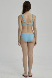 Traje de Baño Niña Bikini Arrugado Celeste