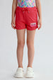 Short fucsia para niña con estampa Paris y cordón ajustable visible