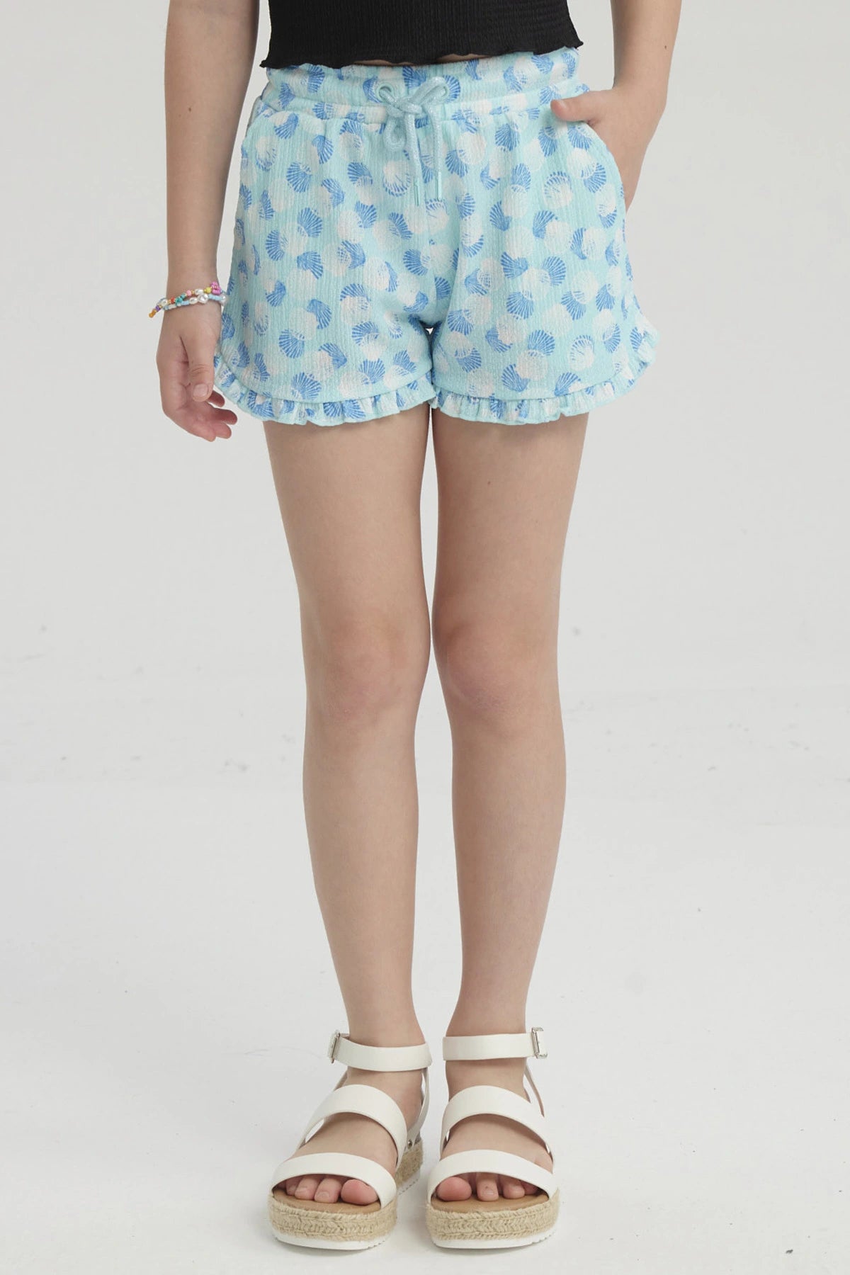 Short Niña Crep Celeste