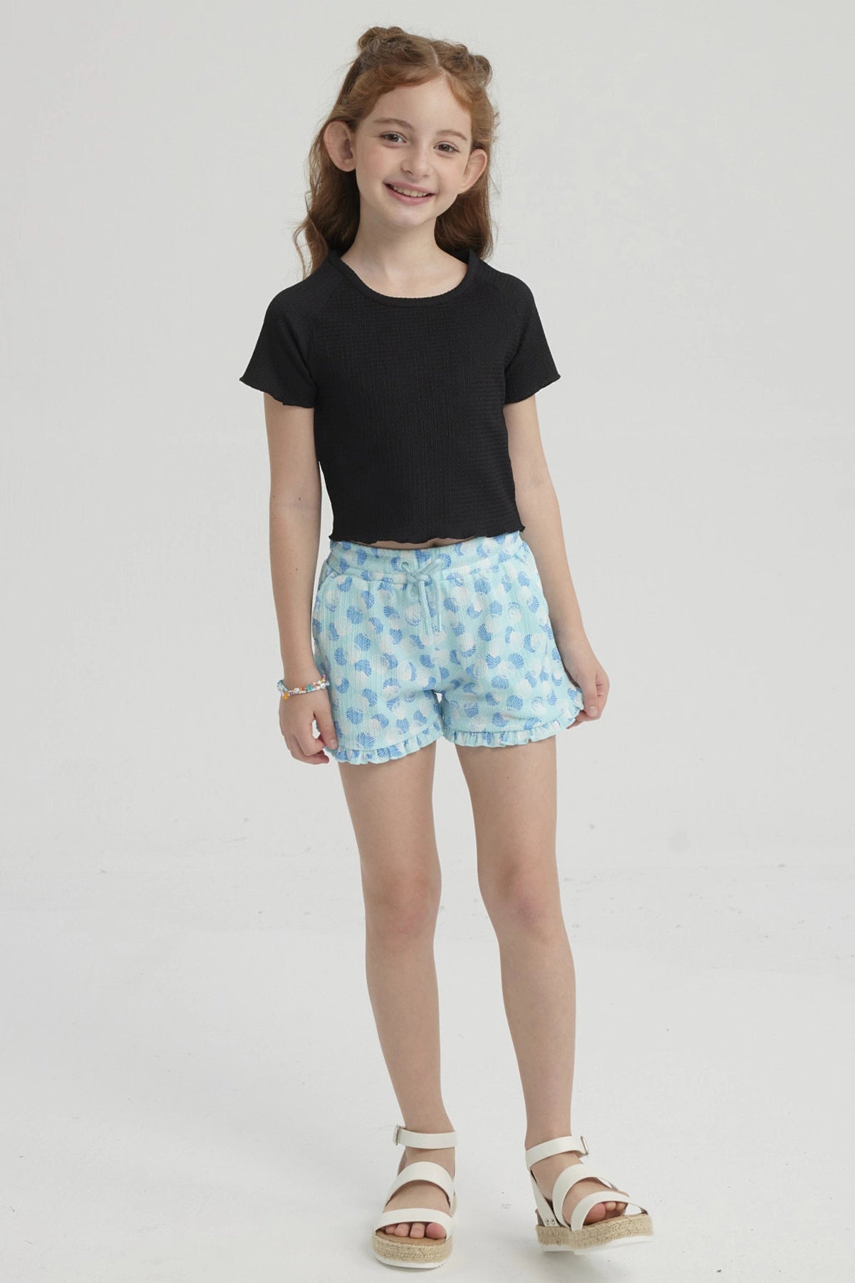 Short Niña Crep Celeste