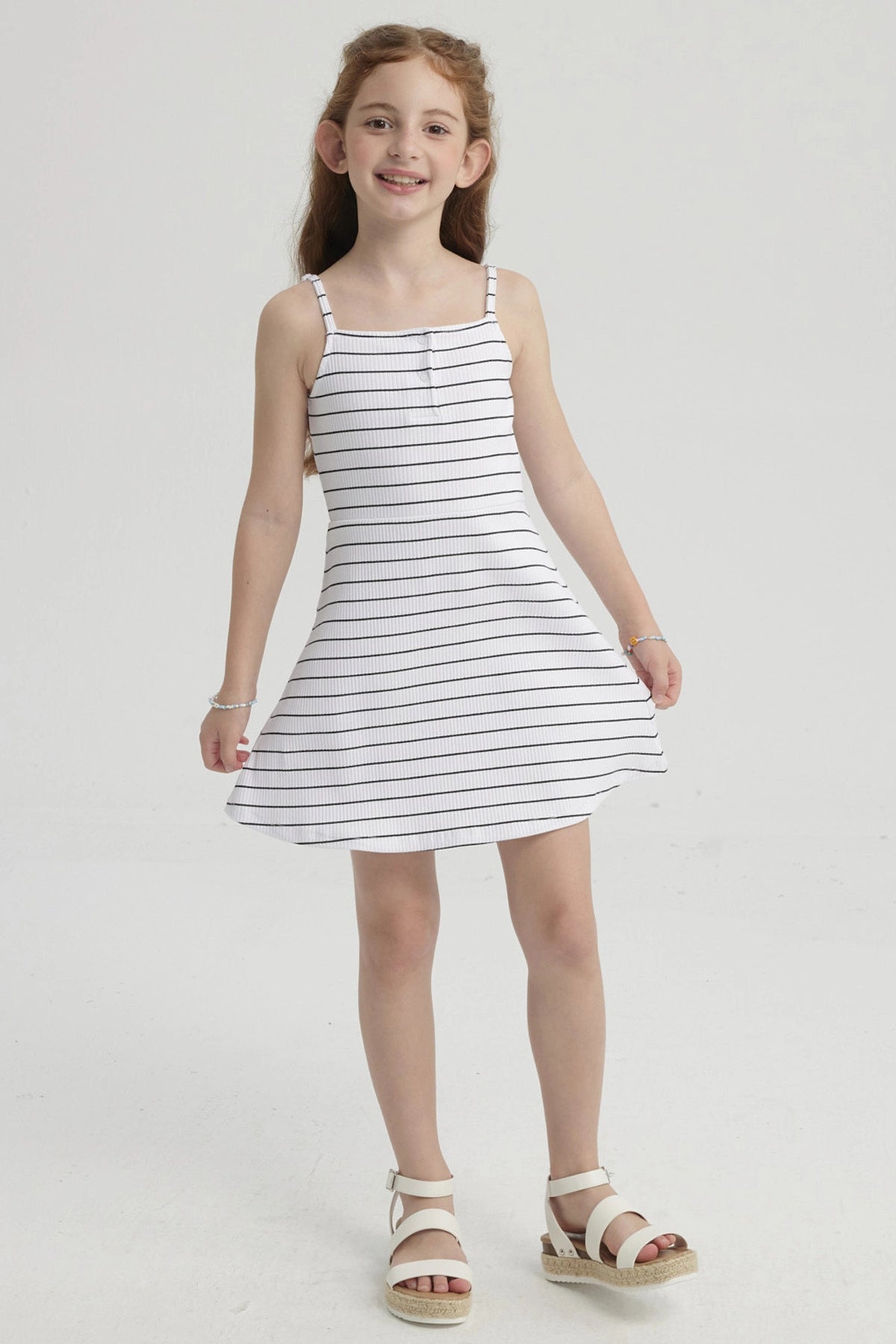 Vestido Niña Rayas Blanco