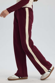 Pantalón Buzo Niña Recto Raya Costado Burdeo
