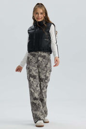 Parka Niña Efecto Cuero Negro