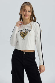 Polera Niña Bordado Parche Blanco