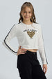 Polera Niña Bordado Parche Blanco