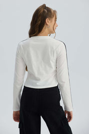 Polera Niña Bordado Parche Blanco
