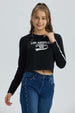Polera Niña Bordado Parche Negro