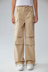 Pantalón Niña Parachute Con Bolsillo Beige